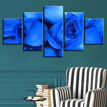 Krásne BlueRose Plátno HD Vytlačí Plagáty Domova Wall Art Obrázkov 5 Ks Umenie Obrazy Bez Rámu
