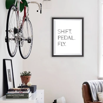 Požičovňa Vytlačí Shift Pedál Lietať Cyklistické Wall Art Plátno Na Maľovanie Čierny Biely Obrázok Bicykli Darček Minimalistický Plagát Na Stenu Dekor