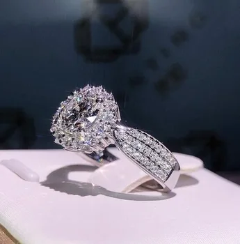Luxusné Oslňujúci Okrúhly Rez Biela CZ Klasické Snubné Prstene, Svadobné Zásnubný Prsteň Výročie Šperky Narodeninám