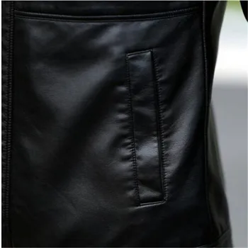 Pánske kožené Sako dizajn stojana golier Kabáta Mužov bežné motocykel kožený kabát Mens Ovčej bundy Windbreaker Coats