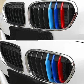 Pre Nové BMW 1 Series 2016 2017 7 Mriežky 3D M Styling Auto Prednej Mriežky, Trim Pásy Grily Pokrytie Výkonu, Dekorácie, Nálepky