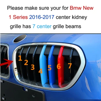 Pre Nové BMW 1 Series 2016 2017 7 Mriežky 3D M Styling Auto Prednej Mriežky, Trim Pásy Grily Pokrytie Výkonu, Dekorácie, Nálepky