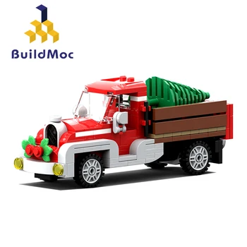 BuildMoc Techniku, Hračky MOC Starý Truck Vianočný Kamión Zimné Obce Creator Vozidlo Montované Budovy Blokov Vzdelávacie Kid Hračka