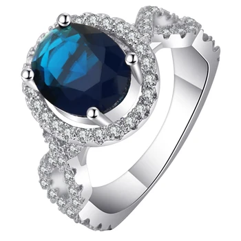 Svetlé Kráľovská Modrá Zirkónmi Okrúhleho Prstene, Šperky, Strieborná Farba Fashion CZ Prst Prstene Pre Ženy Vlastné Šperky Dropshipping