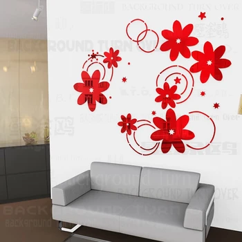 Kreatívne HOBBY jarnej prírody kvet kruh, krúžok star samolepky na stenu pre TV gauč pozadie dekorácie pre dom R050