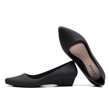 41 veľkosť, Špicaté Kliny čerpadlá dámske topánky 2019 jar jeseň topánky ženy Elegantné Plytké Práce Nízka päty Slip-On PVC Ležérne topánky