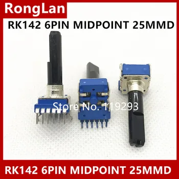 RK12 B10K RK1112G2H 142 vertikálne dvojitý potenciometer s stred dlhé rukoväte 6PIN 25MMF L=32.5 MM-10pcs