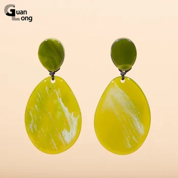 GuanLong Veľké Akryl Ručné Vintage Visieť/Drop Náušnice pre Ženy Módne Šperky Dlho Earing 2021 kórejský Živice Veľké Náušnice
