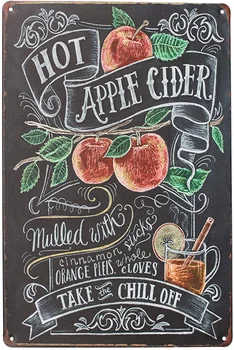 Ovocné Víno Jablkový Džús, Kovov Cín Znamenie, Vintage Umenie Plagátu Doska Kuchyňa Bar Domov Stenu Decor