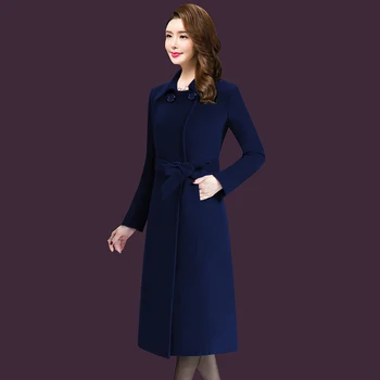 UHYTGF Vlnené ženy kabát kórejský 5XL Plus veľkosť vrchné oblečenie Žien zimná bunda Ženy Jeseň v zime teplá bunda módne Vlnené X728