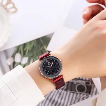 Náramkové hodinky pre ženy nehrdzavejúcej ocele Módne Magnetickou sponou Oslňujúci ženy Oka Pásu dámy Quartz Analógové Hodinky reloj mujer
