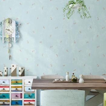 Americký štýl malý kvetinový vzor zelená netkaných tapiet obývacia izba, spálňa svadobné izba gauč TV papier pozadí steny