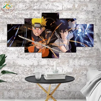 Anime Naruto Dvoch Mužov Obrázok A Plagát Plátno na Maľovanie Moderné Nástenné Art Print Pop Art obrazov na Stenu Pre Obývacia Izba 5 KS