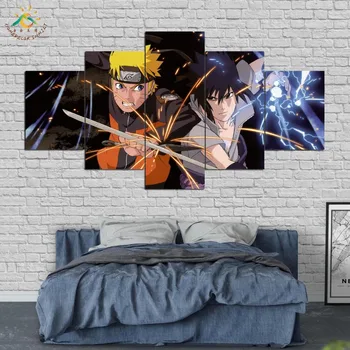 Anime Naruto Dvoch Mužov Obrázok A Plagát Plátno na Maľovanie Moderné Nástenné Art Print Pop Art obrazov na Stenu Pre Obývacia Izba 5 KS