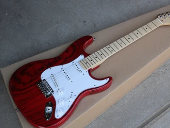 Pôvodné Vlastné Červené telesná Elektrická Gitara s Biely Pickguard,3 Snímače,Javorový Krk,Chrome Hardwares,šité na Mieru
