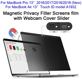Magnetické Privacy Filter Obrazovky film s Webcam Kryt Jazdec 2016/2017/2018/2019 Nový MacBook Pro 13, Dotknite ID Air 13