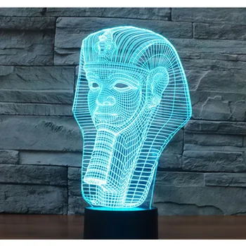 3D LED Nočné Svetlo Faraóna s 7 Farieb Svetla, pre Domáce Dekorácie, Lampy Úžasné Vizualizácie Optické Ilúzie Úžasné
