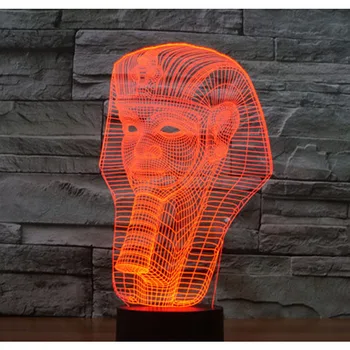 3D LED Nočné Svetlo Faraóna s 7 Farieb Svetla, pre Domáce Dekorácie, Lampy Úžasné Vizualizácie Optické Ilúzie Úžasné