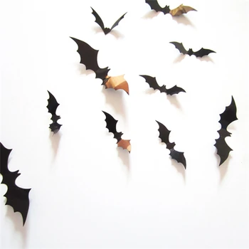 24 kusov Halloween 3D Netopierov Dekorácie PVC Okná Samolepky na Stenu Umenie Obtlačky DIY Halloween Party Dodávky