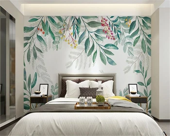 Beibehang Vlastné Nordic ručne maľované rastlín nástenná maľba obývacia izba TV papier pozadí steny jednoduchý 3d tapeta moderné dekorácie