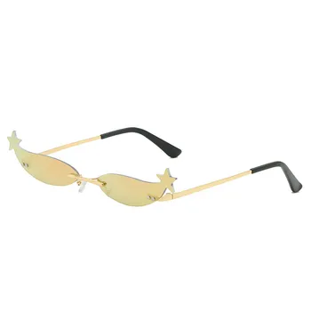 Hviezda Rám Ženy slnečné Okuliare Oculos Módy Sexy Malých bez obrúčok Zrkadlový Objektív Dámy Mužov slnečné Okuliare Slnečné Okuliare UV400 Odtiene Okuliare