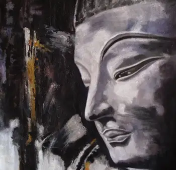 Ručne vyrábané Buddha olejomaľba 24x24 NIE plagát.textúrou zľahka