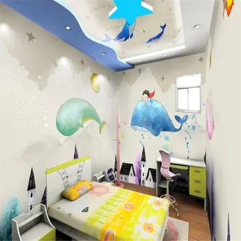 Milofi vlastné 3D tapeta nástenná maľba cartoon veľryba hrad tému priestor celý dom, v pozadí stene obývacej izby, spálne dekorácie