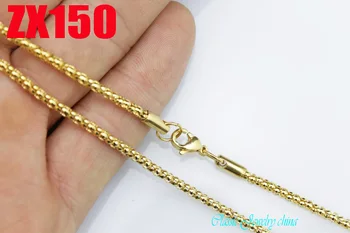 18-Palcové 2.4 mm kukurica reťaz zlatá farba nehrdzavejúcej ocele náhrdelník módne sveter reťazca ženy lady šperky 20pcs ZX150