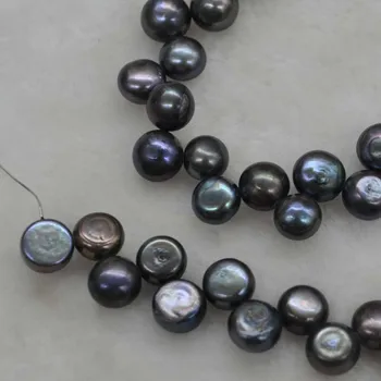 Veľkoobchod 1 strand 9-10mm tlačidlo ploché sladkovodné perly rôzne farby
