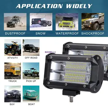 5 palcový LED Panel LED Pracovné Svetlo Bar pre Jazdu Offroad Loď, Auto, Traktor, nákladné auto Vysoký Výkon 72W LED 2 Riadkov Svetlo Jazdy na Čítanie