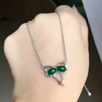 KJJEAXCMY boutique šperky S925 Čistého striebra prírodné green jade medulla prívesok + náhrdelník vložkou krivky kvety