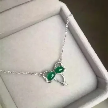 KJJEAXCMY boutique šperky S925 Čistého striebra prírodné green jade medulla prívesok + náhrdelník vložkou krivky kvety