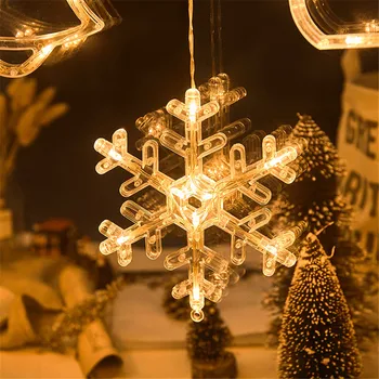 Vianočné Osvetlenie Vonkajšie Trblietajúce Star Anjel Snehuliak Víla String Opony Svetlá Okno Auta S Prísavkou nočné Osvetlenie