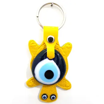 Zlé oko Korálkové Kožené Korytnačka Keychain Žltá