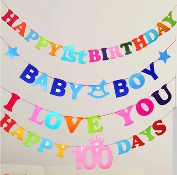 1 Nastavte Netkanej Textílie Baby Boy/Girl Happy Birthday Party Garland Dekoratívne Baby Sprcha Prípade Strany Dieťa Detí Dekor Dodávky