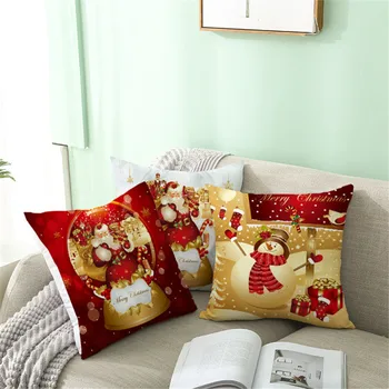 1Pcs Zlaté Červená Vianočné Bell Vzor 45*45 cm Polyester Vankúš Dekoratívne Gauč Domov Autá Hodiť Dekor Pillowcover