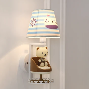 Deti spálňa, nočná lampa karikatúra roztomilý medveď rotujúce hudby nástenné svietidlo tvorivé moderný minimalistický dekoratívne osvetlenie