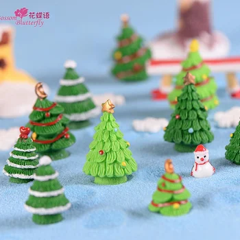 5 ks Vianočný Stromček Miniatúrne Sošky Mini Vianočné Dekorácie Pre Domov Kawaii Diy Víla Záhradné Ozdoby Živice Remesiel Pre Deti