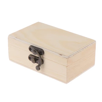 1PC Veľký Drevený Box Úložný Obyčajný Dreva Jewel Box Prípade Veko, Zámok 11*7*4.2 cm Maľovanie Staini