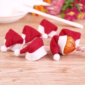 30Pcs Mini Santa Claus Klobúk Vianočné Dekorácie Vianočné Dovolenku Lízatko Top Vňaťou Klobúky Deti Hračky