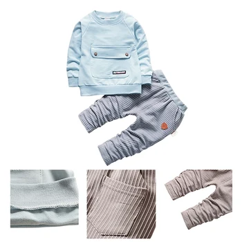 Baby Boy Oblečenie Pre Deti, Dlhý Rukáv Pevné Mäkké Bavlnené Košele+Pruhované Nohavice Ležérne Oblečenie Detí Chlapec Oblečenie Set