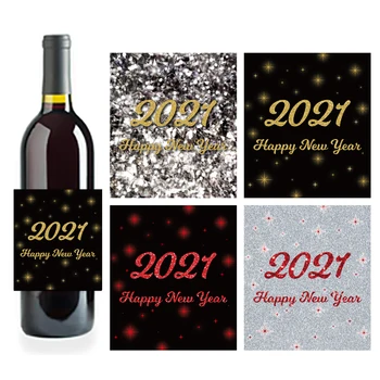 Silvestra Fľašu Vína Štítok, Rose Gold Glitter 2021 SILVESTER Víno Label Nálepka Šťastný Nový Rokov Party Láskavosti