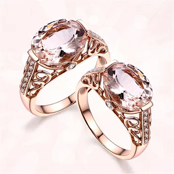 Vintage Módy morgan crystal šampanské kamene, diamanty prstene pre ženy, 14 karátové ružové zlato farebné šperky bijoux bague strany dary