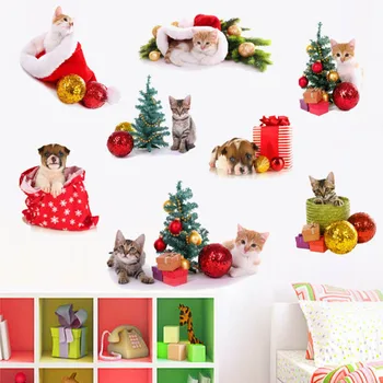 Kreatívne Nástenné Nástenné Deti Deti Skriňa Izby, Spálne, Vianočné Dekorácie Okna Kreslených Mačka Psov Sweet Home Wallpaper Nálepky