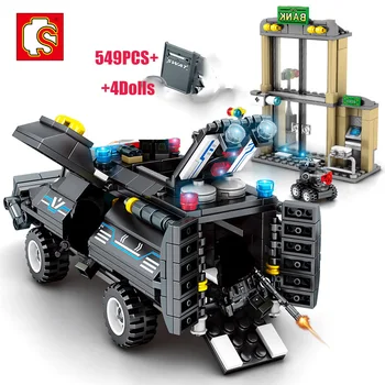 SEMBO SWAT Odťahová Ozbrojených Bojové Vozidlo Stavebné Bloky Mesto Ťažké Stroje Auto Zostavený Model Hračky pre Chlapcov