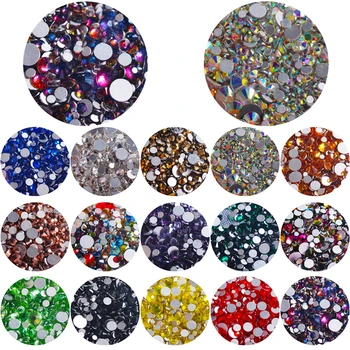 Mix Viacerých Veľkostiach 1000Pc 15 Obľúbené Farby Nechtov Kamienkami Kryštály Kamienkami Nail Art Šperky, Drahokamy Kameň pre 3D Nail Kúzlo Manikúra
