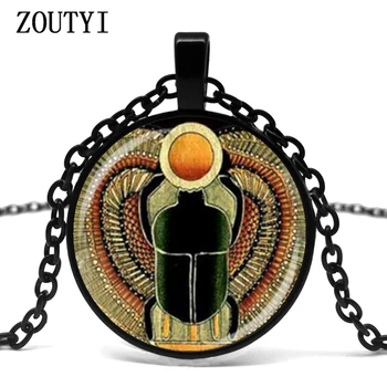 2018 / Výkon Symbol Egyptského Scarab Sklenenou Kupolou Prívesok Náhrdelník Módne Sklo Náhrdelník Šperky