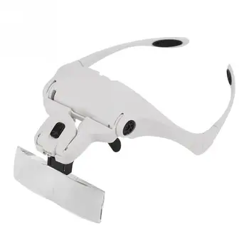 Hands Free Okuliare Držiak zväčšovacie sklo s 5 Ks Objektívy Čelenka 2 LED svetlomety nastaviteľné vysokej kvality