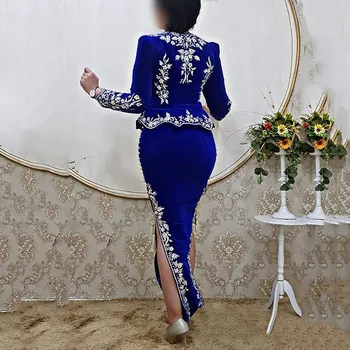 SoDigne Kaftane Morská Víla Večerné Šaty Sexy Strane Split 2 Kus Alžírskej Večer Party Šaty Formálne Ženy Šaty Karakou Oblečenie
