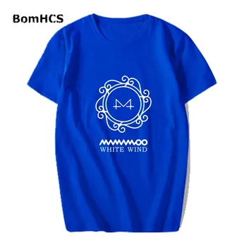 BomHCS Kpop MAMAMOO BIELA VIETOR Bavlnené tričko Basic Tee Mládež Unisex Športové Vrcholy (Čierna Biela Sivá Modrá Ružová, Červená)